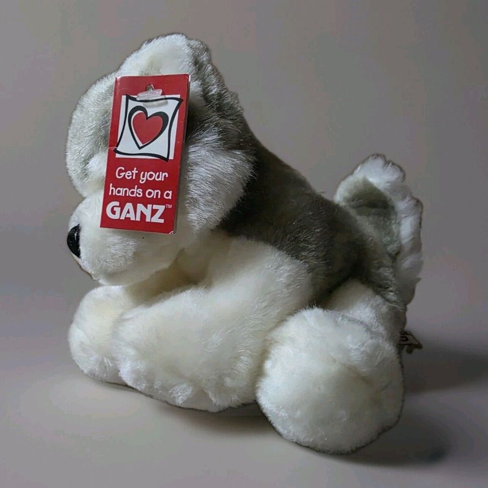 GANZ Siberian Husky Plush Dog Stuffed Animal Puppy w Tag Clean Cute Fluffy